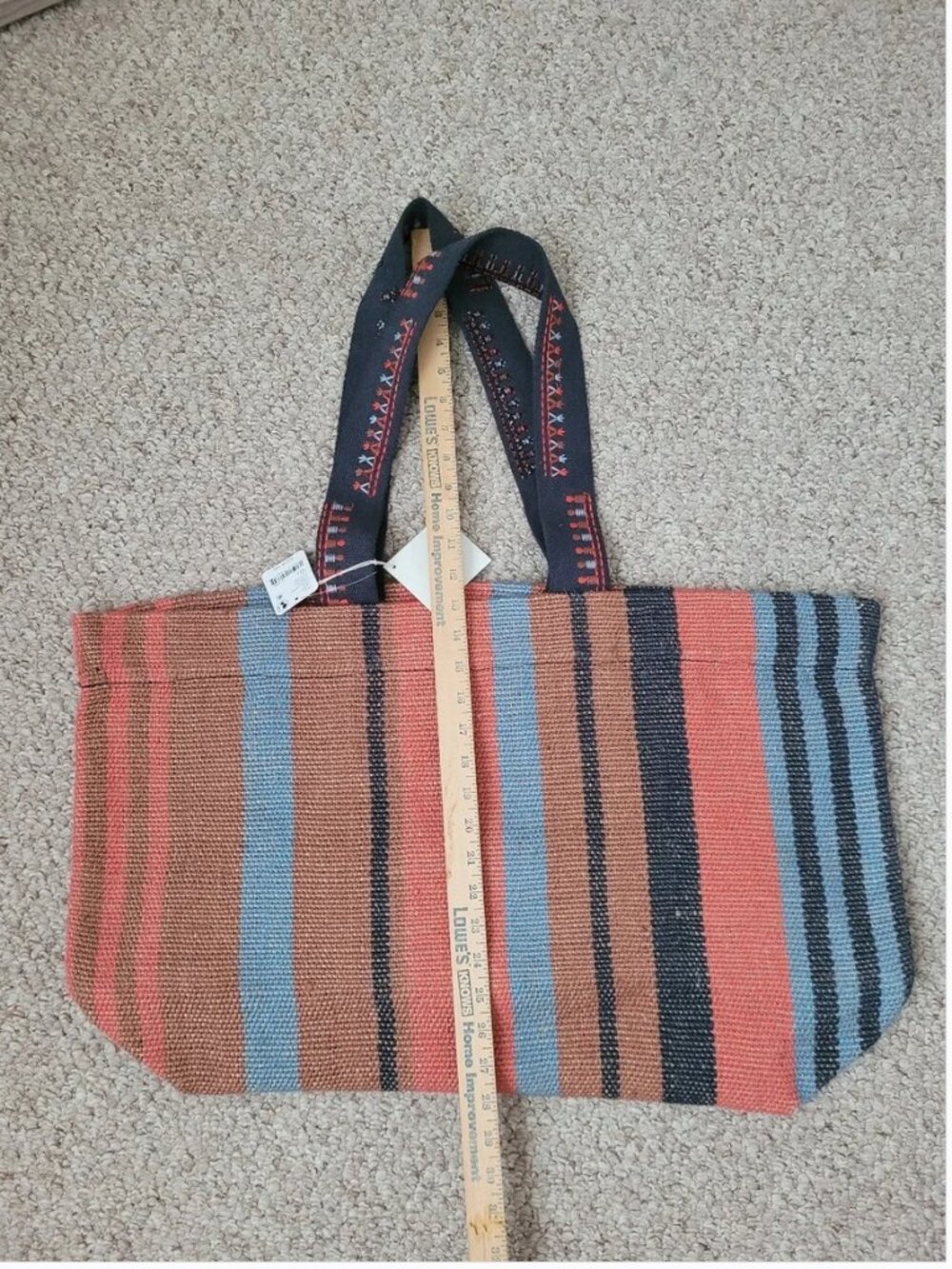 Free People NWT Copacabana Tote Canvas Striped Large Bag - Picture 3 of 6